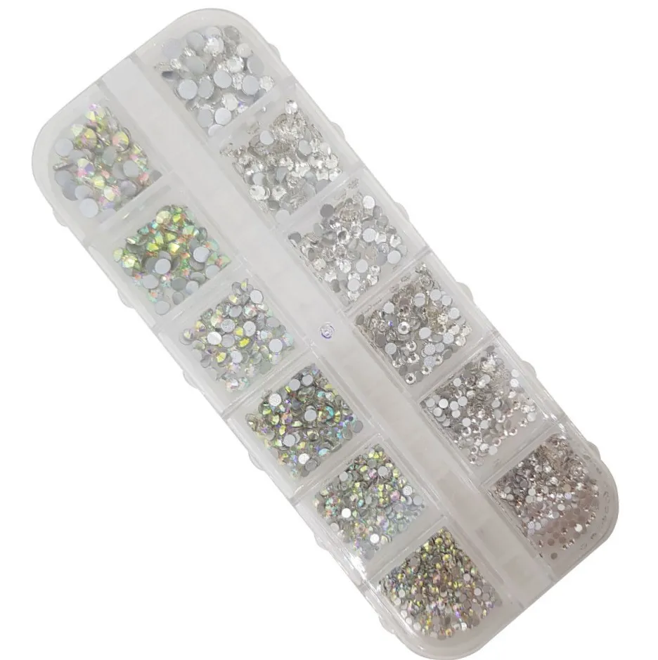 Estojo Com 12 divisórias de Pedras Swarovski para Unhas - D&Z8266