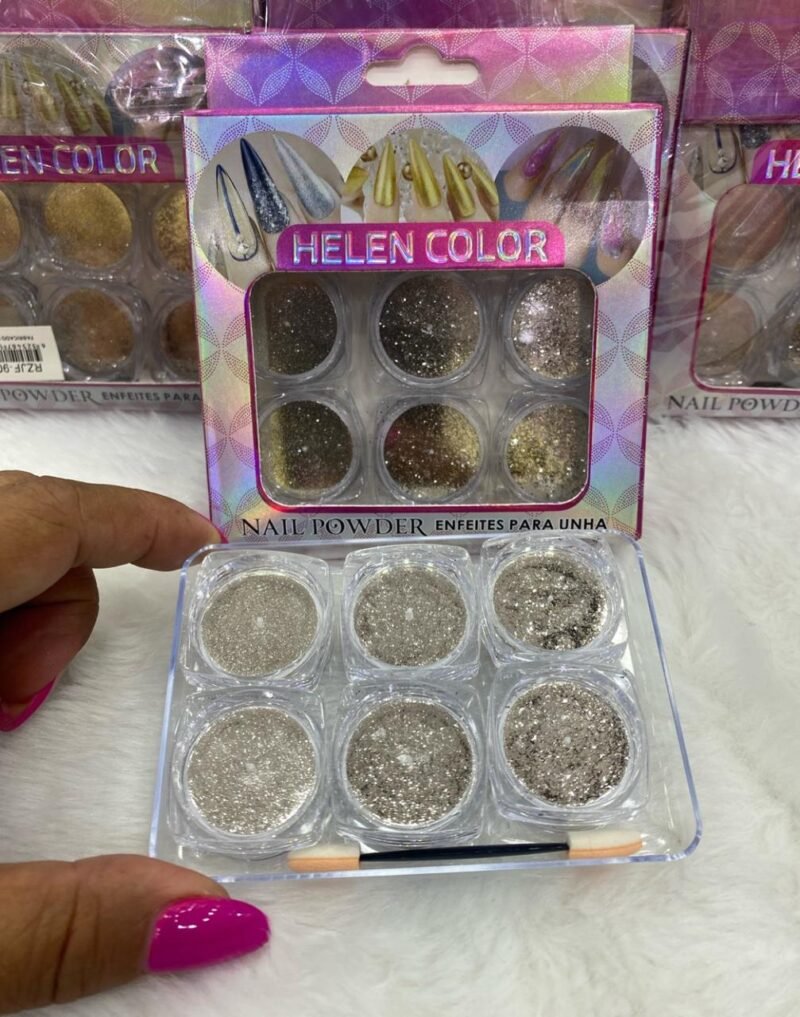 Kit Glitter Prateado Helen Color 6 Unidades