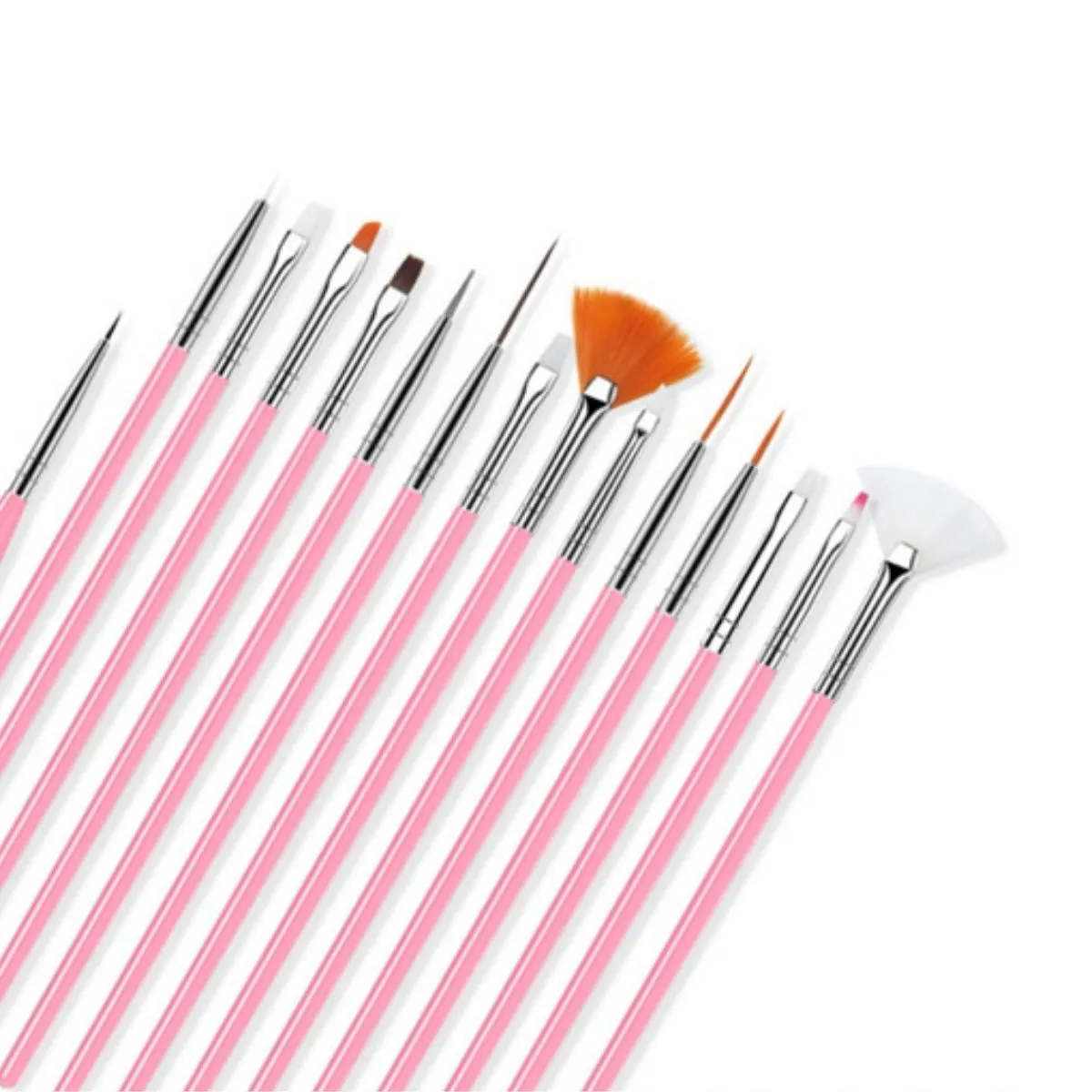 Kit Pincel Com 15 Unidades Para Decoração De Unhas Nail Art