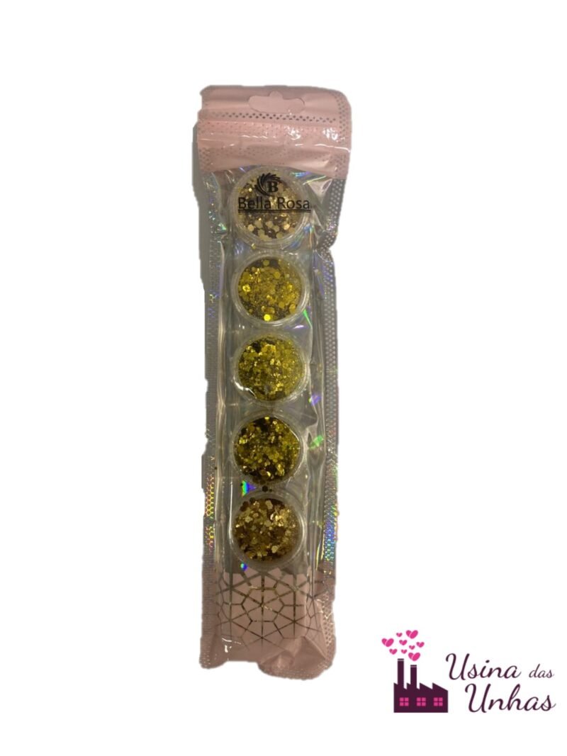 Decoração Glitter Dourado kit 6 unidades - BELLA ROSA