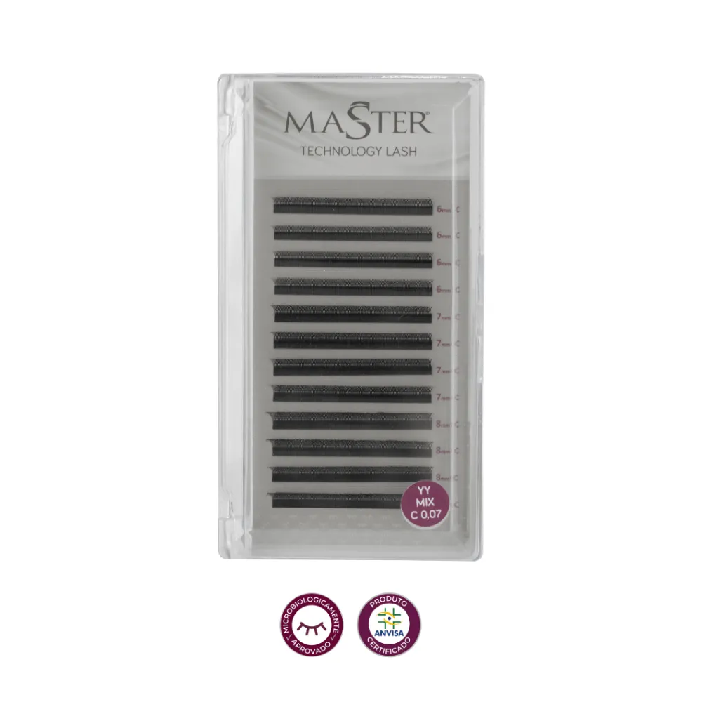 Fio Para Extensão de Cílios Master Tecnológico YY 0,07 Master Mix C - Tam. 8 a 13 - 12 Linhas