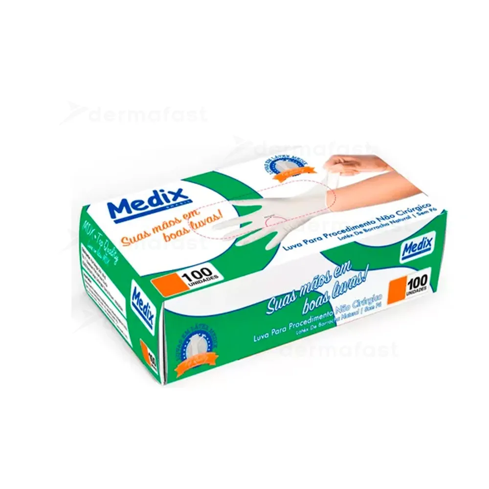 LUVA PROCEDIM LATEX SEM PO TAM PP 100UN MEDIX