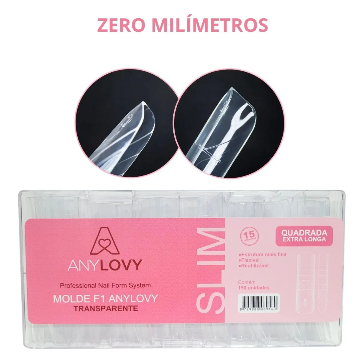 Molde F1 Slim Quadrada Extra Longa Zero Milímetro 150 Unidades ANYLOVY - Imagem 3