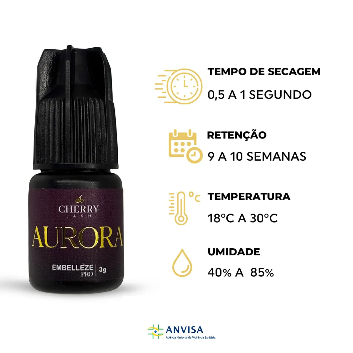 Cola Para Extensão De Cílios Preto Cherry Lash Aurora 3ml