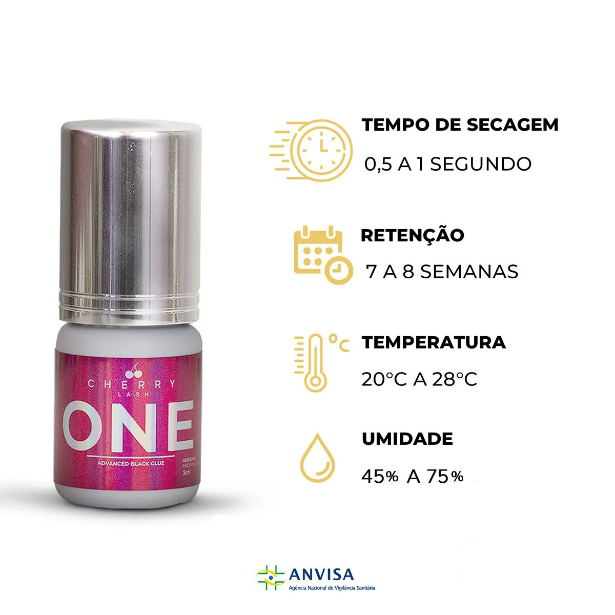 Cola Para Extensão De Cílios Preto Cherry Lash One 3ml