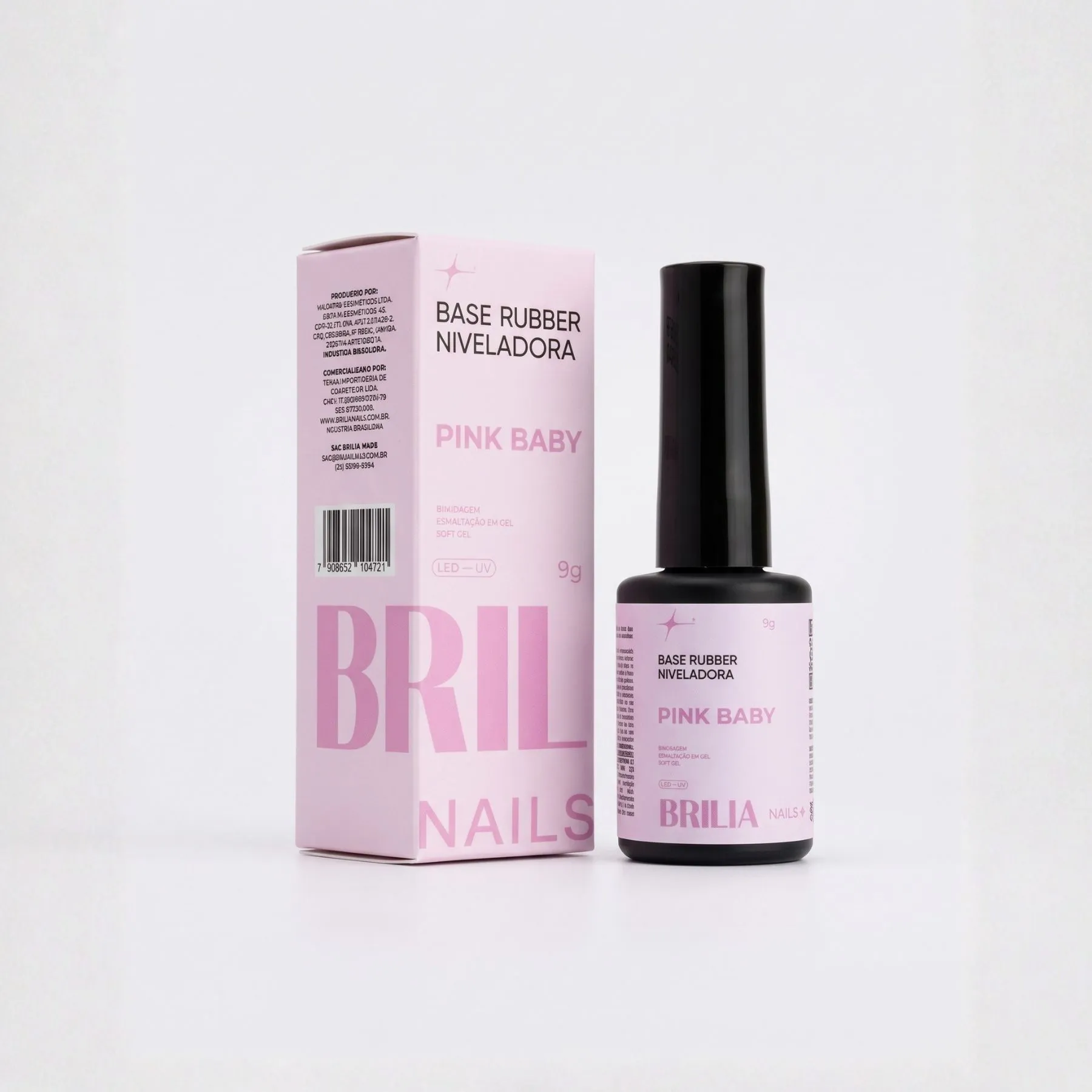 Base Rubber Niveladora Baby Pink 9g Brilia Nails